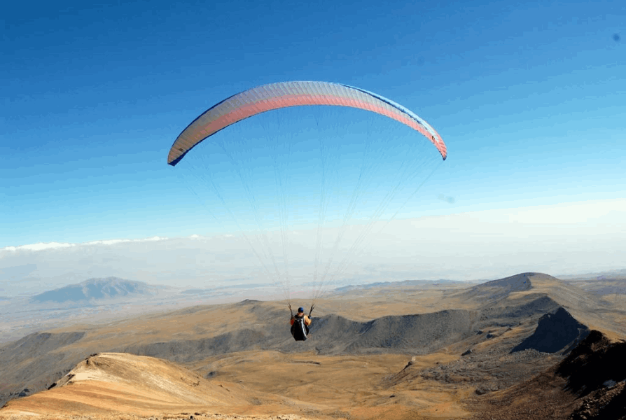 EXCLUSIVE TOURS Armenia from a bird's eye view


Tandem paragliding flights are a great way to enjoy the full paragliding aerial experience, without having first to learn how to launch and control the paraglider yourself. Your expert paraglider pilot will take care of the launch, flight and landing for you!
Paragliding in Armenia, Terms and conditions:
1. A real desire to fly :)
2. Favourable weather conditions,
3. Comfortable and warm clothing.